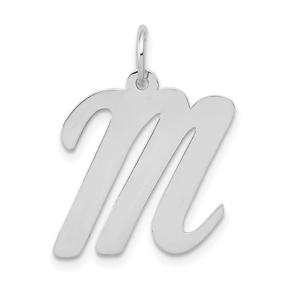 14k White Gold, Madison Collection LG Classic Script Initial M Pendant